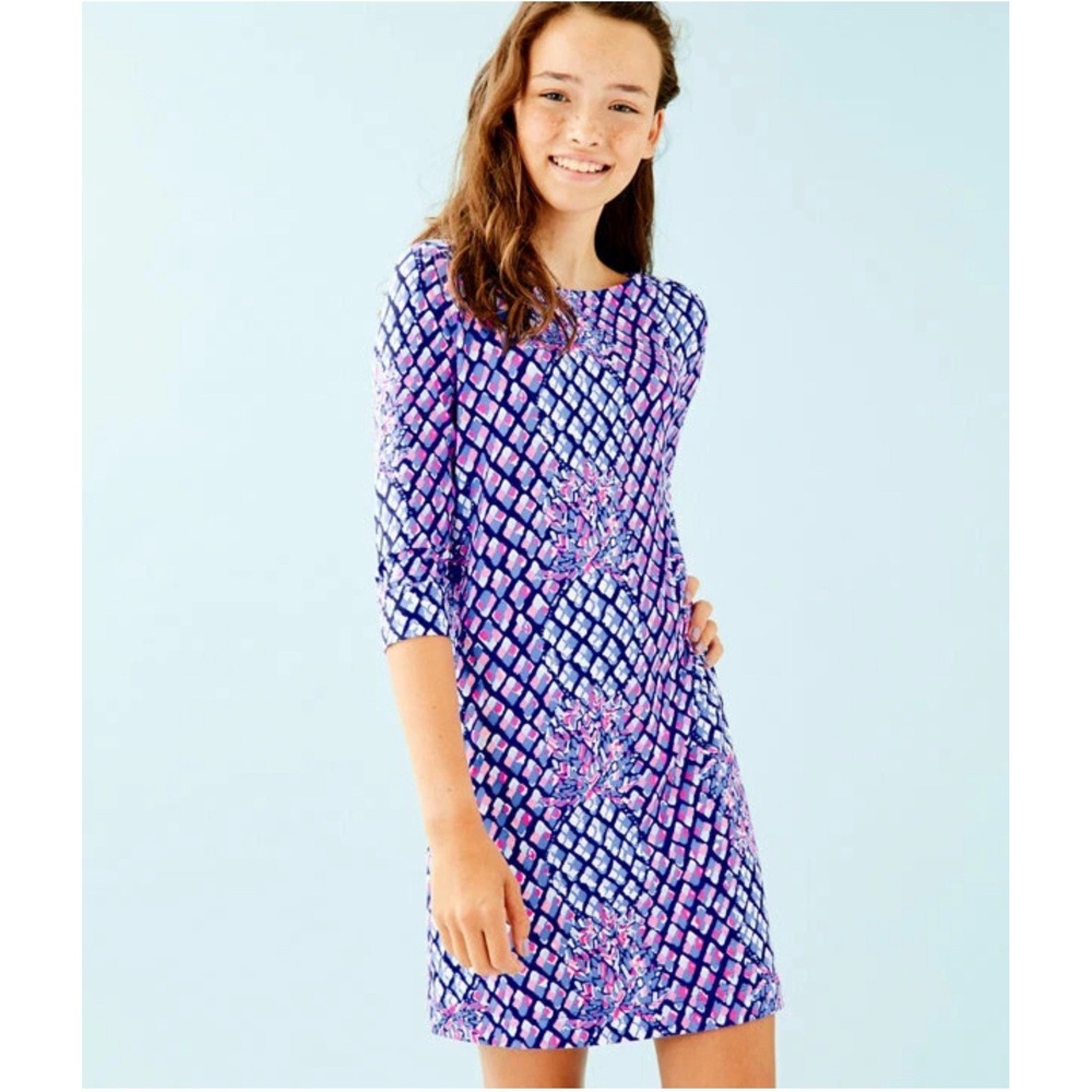 Lilly Pulitzer Girl's‎ Mini Sophie Dress Royal Purple Pop Up Extra Large 12-14
